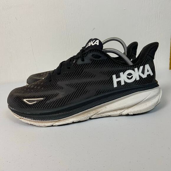 Hoka Clifton 9 Mens 10.5 D Black Running Shoes Sneakers 1127895 BWHT main image 3